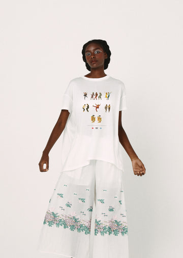 BSD26SS-25A OMNIDANCE Flare T-Shirt WH