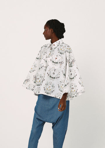 BSD26SS-16 Dance In The Garden Cape Shirt NATURAL