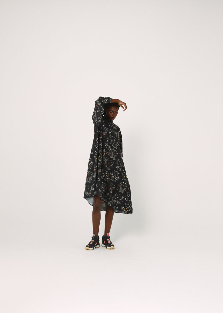 BSD26SS-15 Dance In The Garden Maxi Shirt BLACK