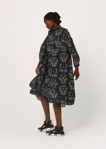 BSD26SS-15 Dance In The Garden Maxi Shirt BLACK