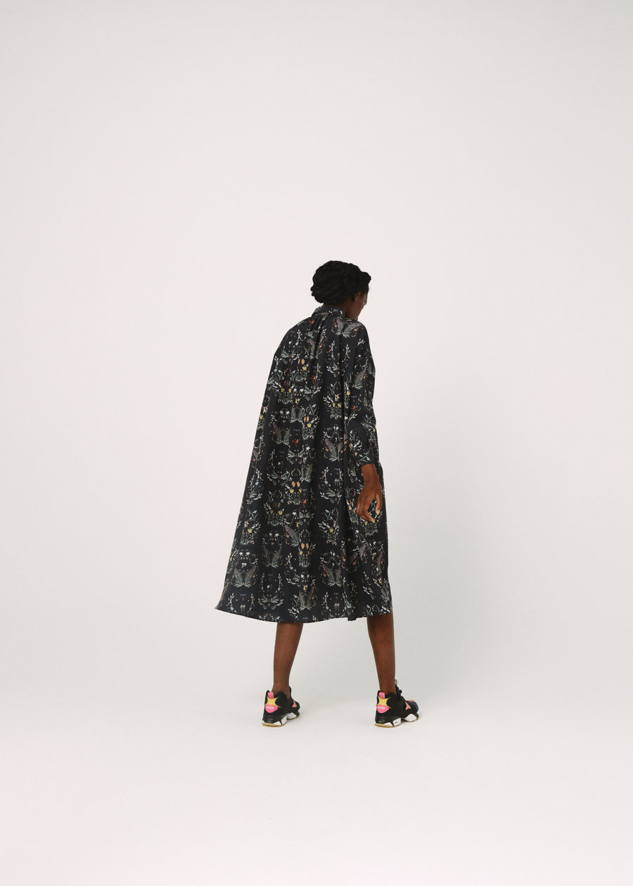 BSD26SS-15 Dance In The Garden Maxi Shirt BLACK