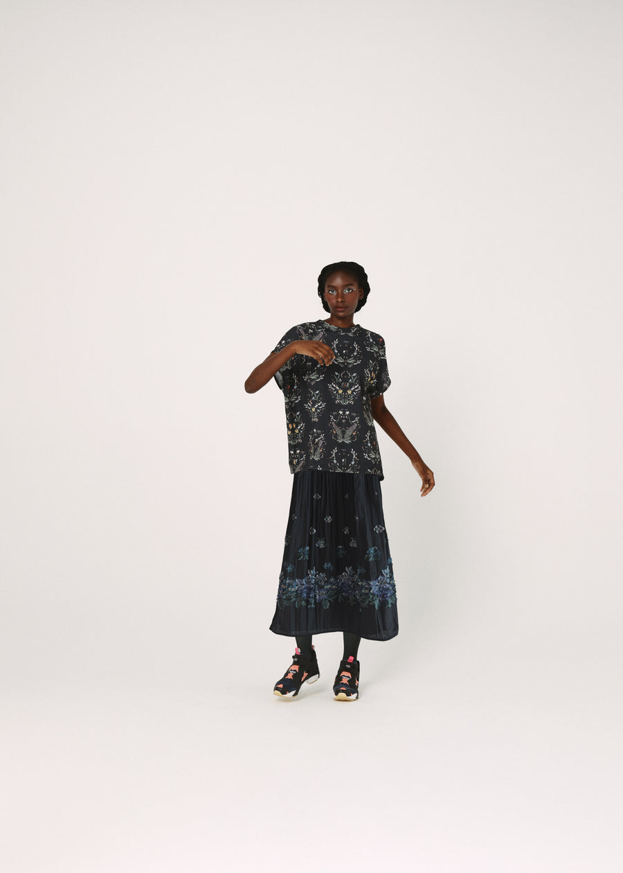 BSD26SS-29 Mosaic Garden Simple Skirt BLACK