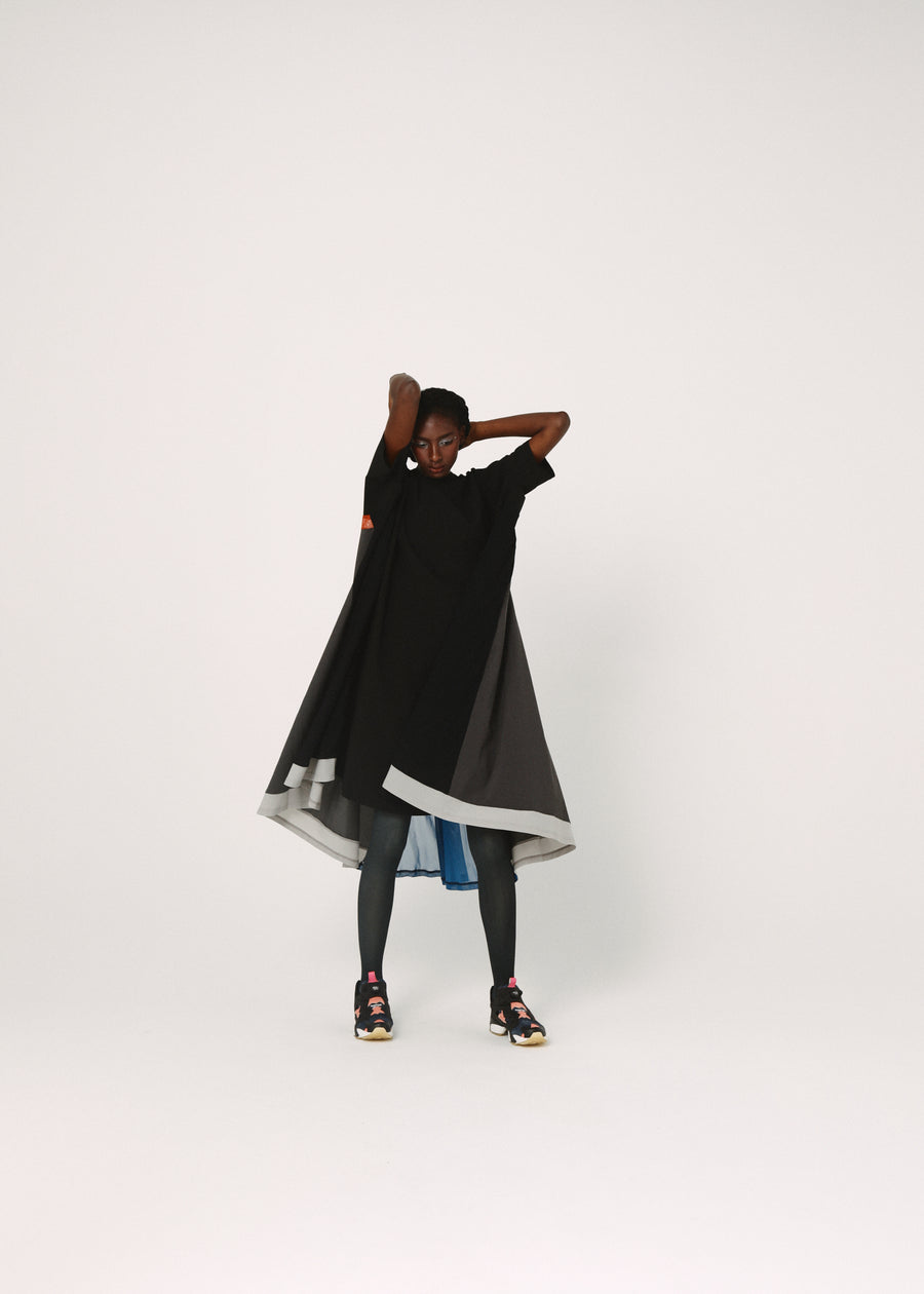 BSD26SS-22 Draped Maxi Tee Dress BLACK