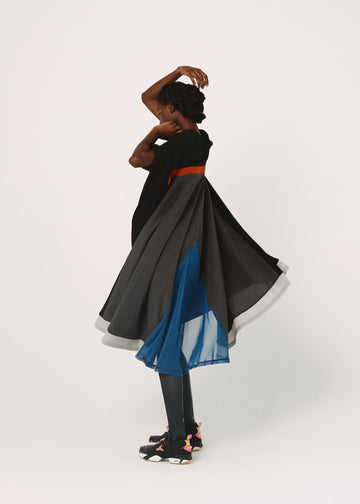 BSD26SS-22 Draped Maxi Tee Dress BLACK