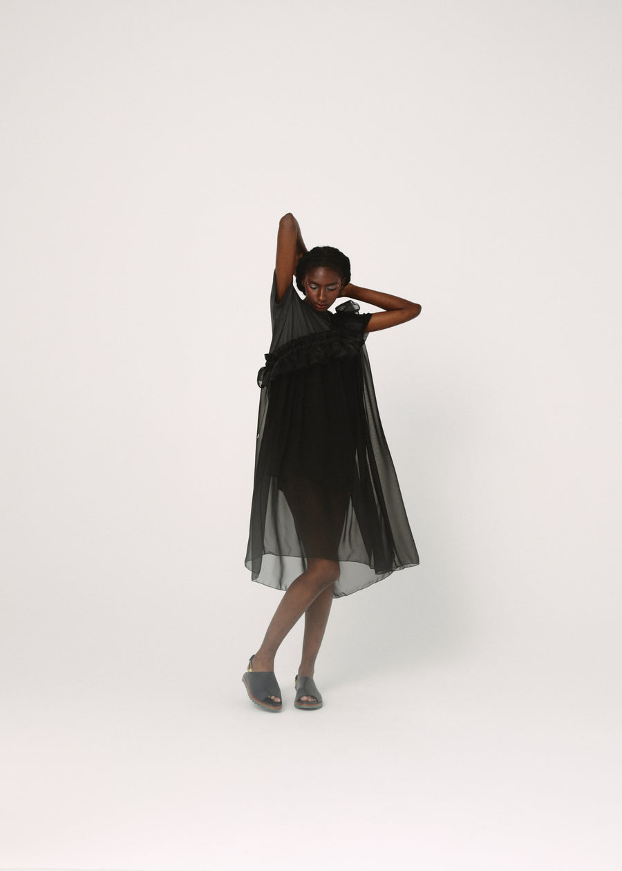 BSD26SS-08 Tutu Frill Tee Dress BLACK