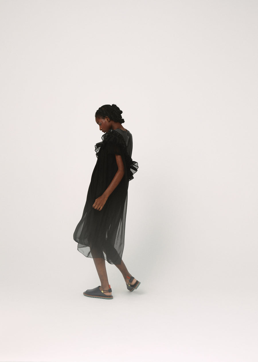BSD26SS-08 Tutu Frill Tee Dress BLACK