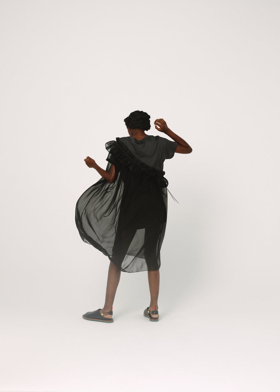 BSD26SS-08 Tutu Frill Tee Dress BLACK