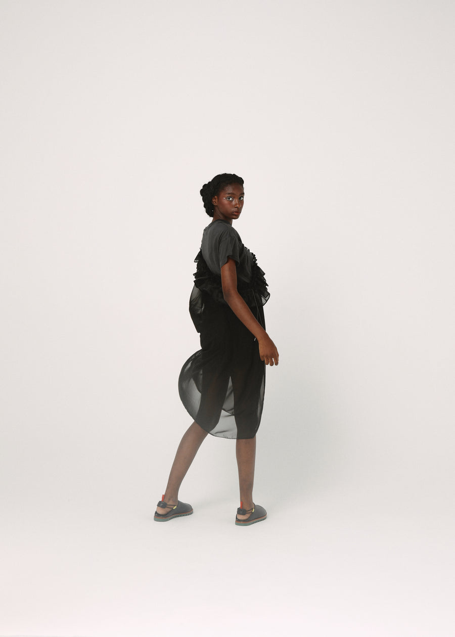 BSD26SS-08 Tutu Frill Tee Dress BLACK